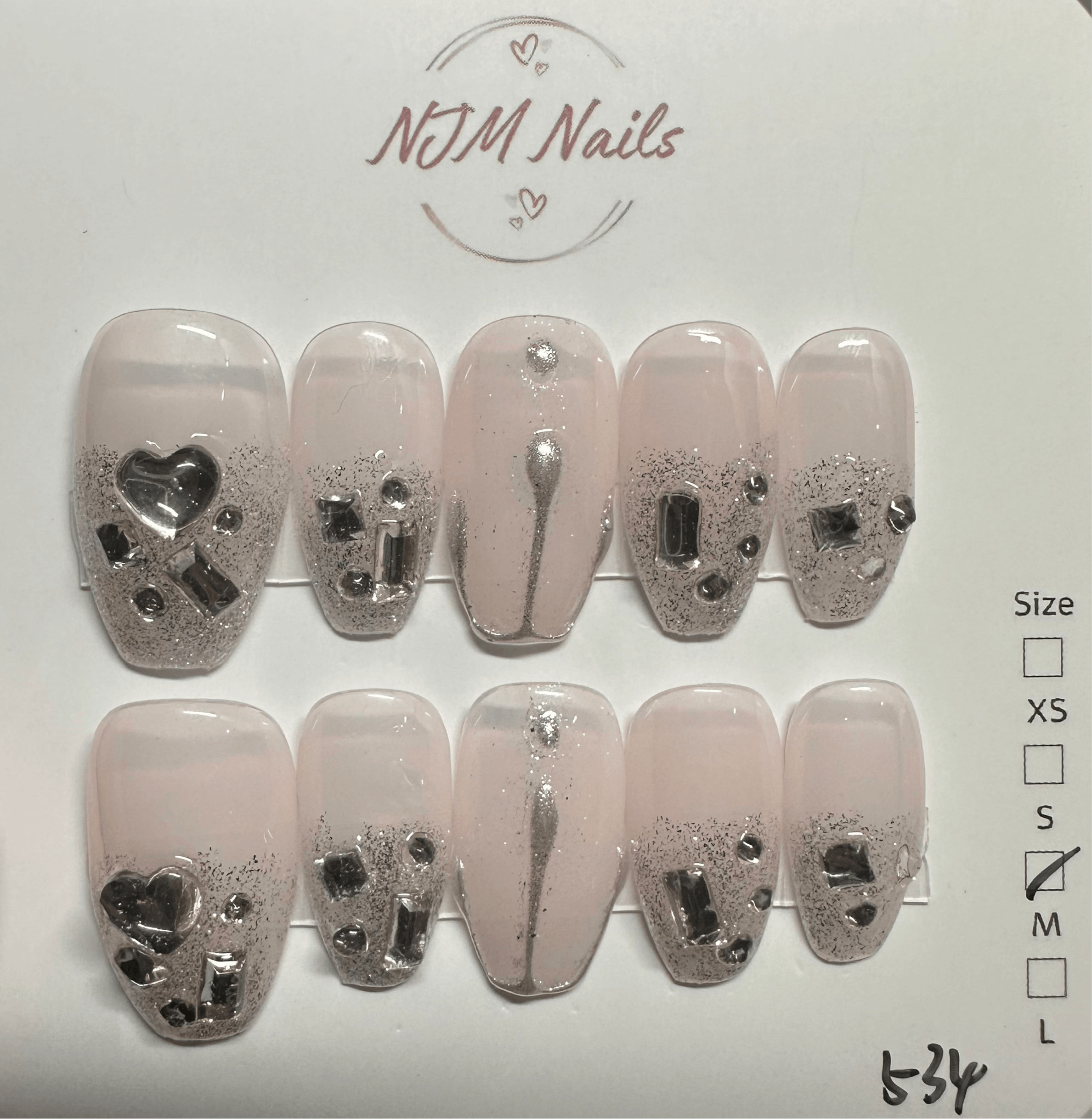 Lite Blush Crystal (Small Coffin) - NJM Nails 