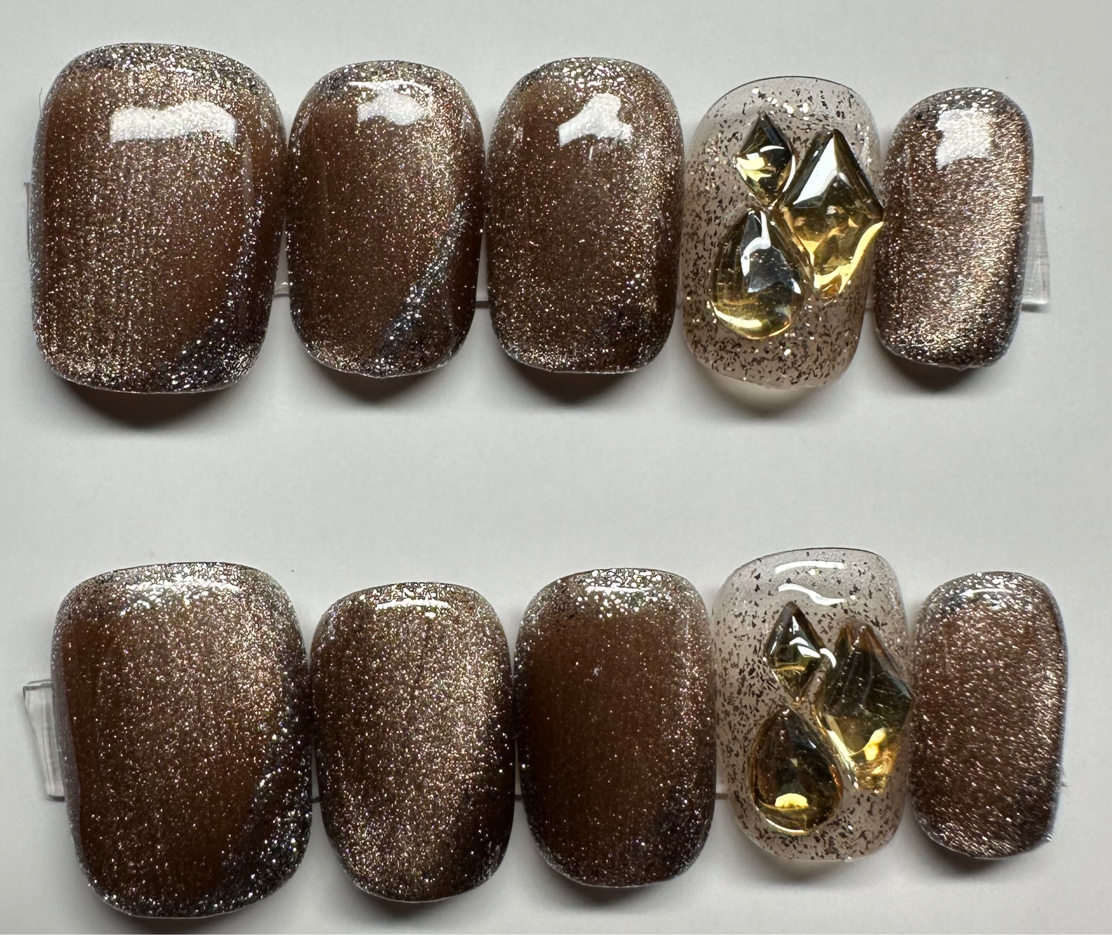 Bronze Sparkle (Small Square Round corners) - NJM Nails 