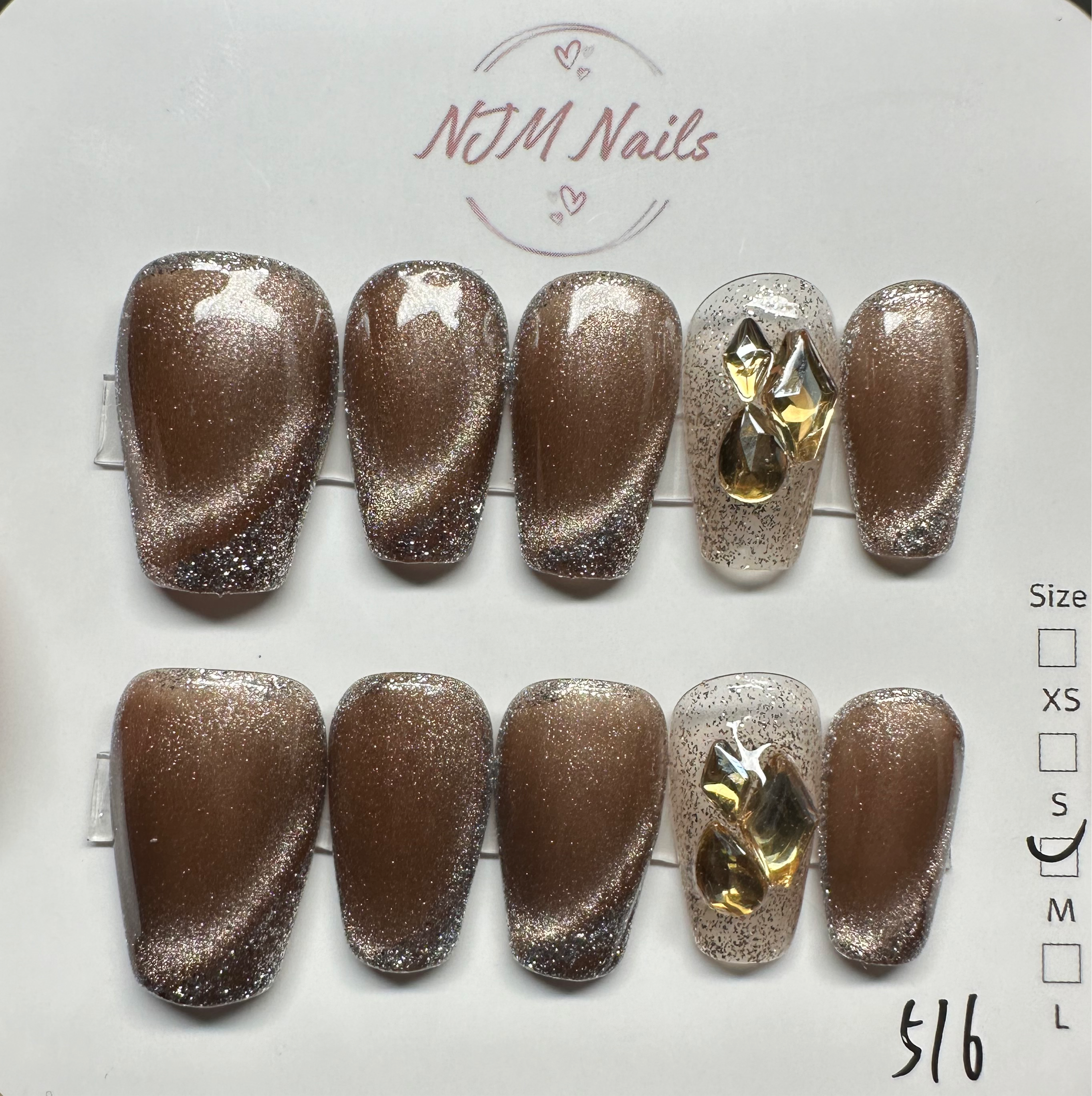 Bronze Sparkle (Short Coffin) - NJM Nails 